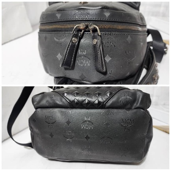 Authentic MCM PVC Monogram Studded Backpack Black main image 13